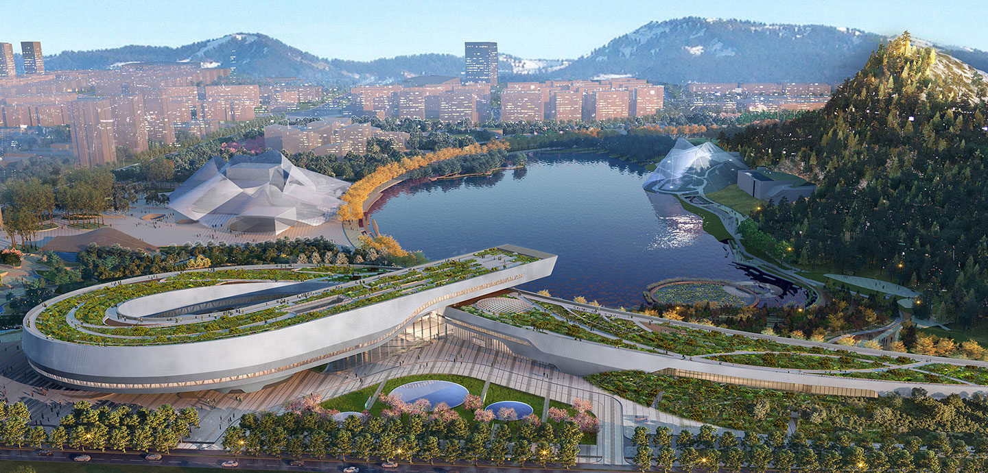 Aerial view of Perkins&Will: Suzhou Science and Technology Museum