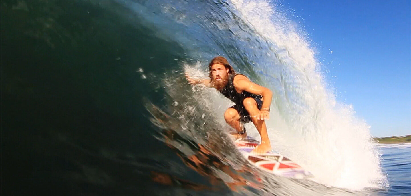 Still shot of surfer in action